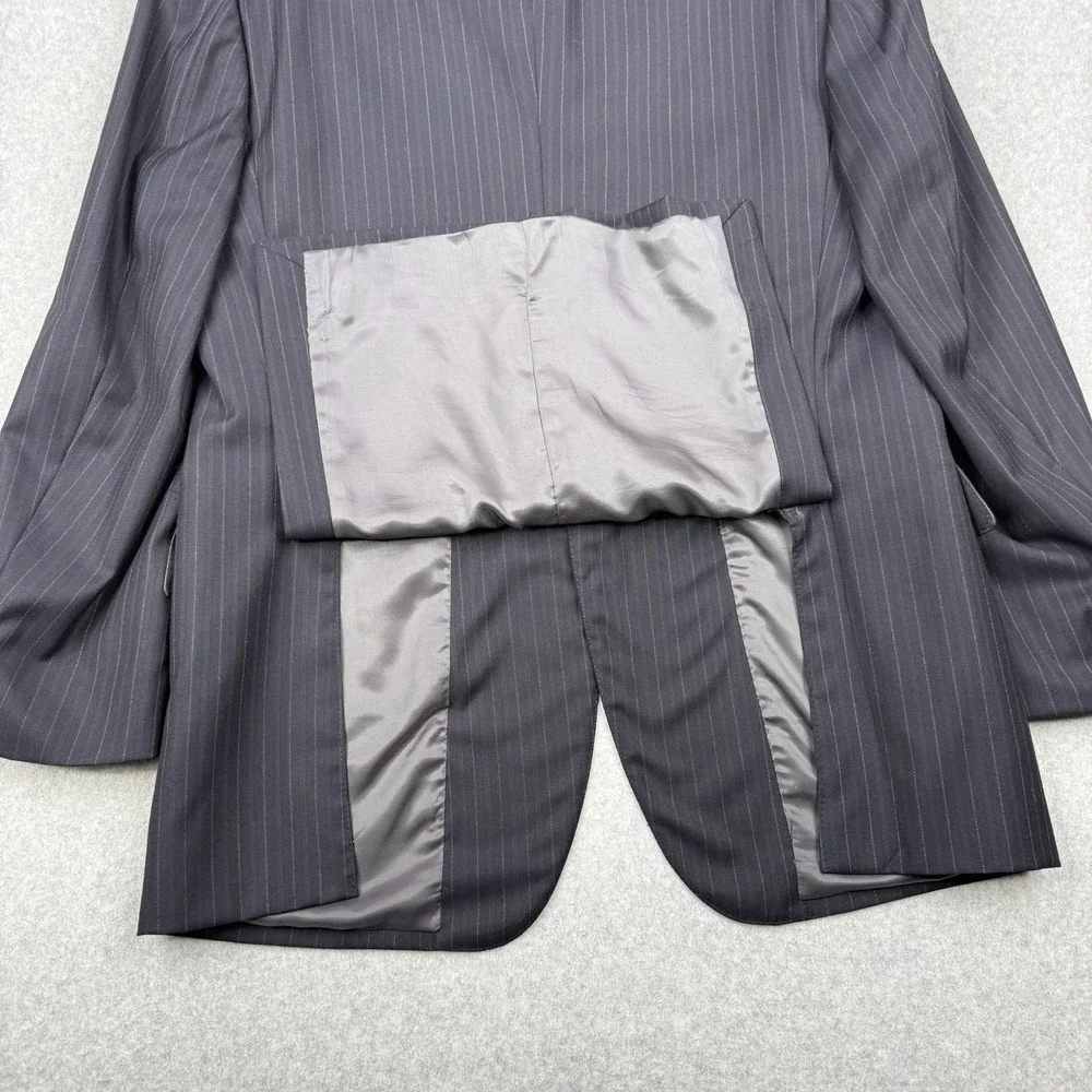 Saks Fifth Avenue Blazer Mens 42R Black Striped Super 130s Wool Loro‎ Piana Coat